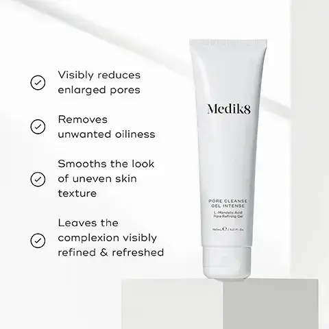 Image 1, visibly reduces enlarged pores. removes unwanted oiliness. smooths the look of uneven skin texture. leaves the complexion visibly refines and refreshed. image 2, how to layer. AM = cleanse, tone, target, vitamin c + sunscreen. PM = 1st cleanse, cleanse, vitamin a, moisturise. image 3, l-mandelic acid - gently exfoliates the skin surface and within the pores. salicylic acid - helps to remove build up within the pores. red clover extract - reduces the look of oily skin. image 4, pore cleanse gel intense - reduces the look of oily skin and minimises shine. minimises the look of enlarged pores. surface radiance cleanse - skin smoothing and brightening. tackles signs of ageing like dullness and uneven texture