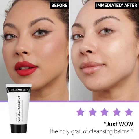 before and immediately after using Oat Cleansing balm. 5 stars, just wow the holy grail of cleansing balms