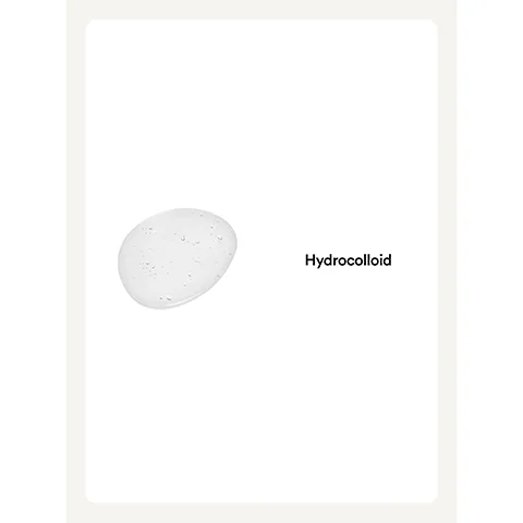 Image 1 - An oval white substance with a smooth texture is placed on a white background, with the text Hydrocolloid adjacent to it.
