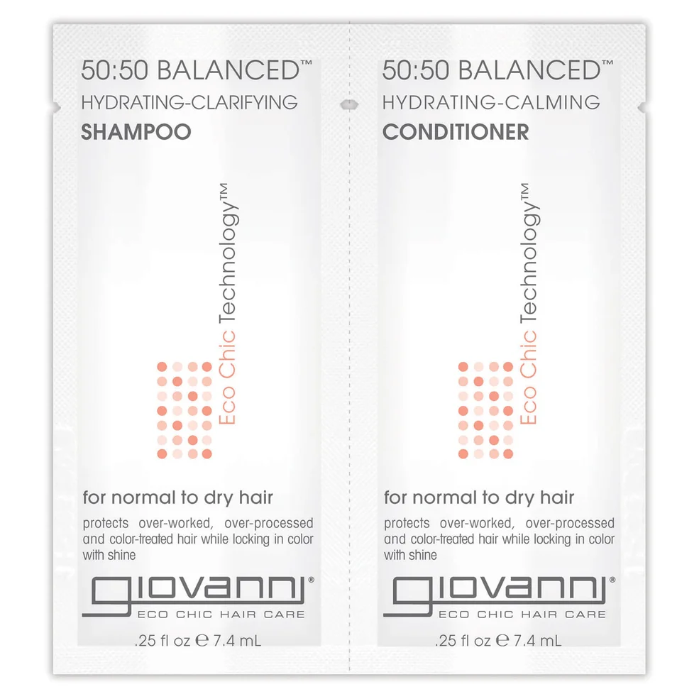 Giovanni 50/50 Balanced Shampoo and Conditioner Sachet 7.4ml (Free Gift) Image 1
