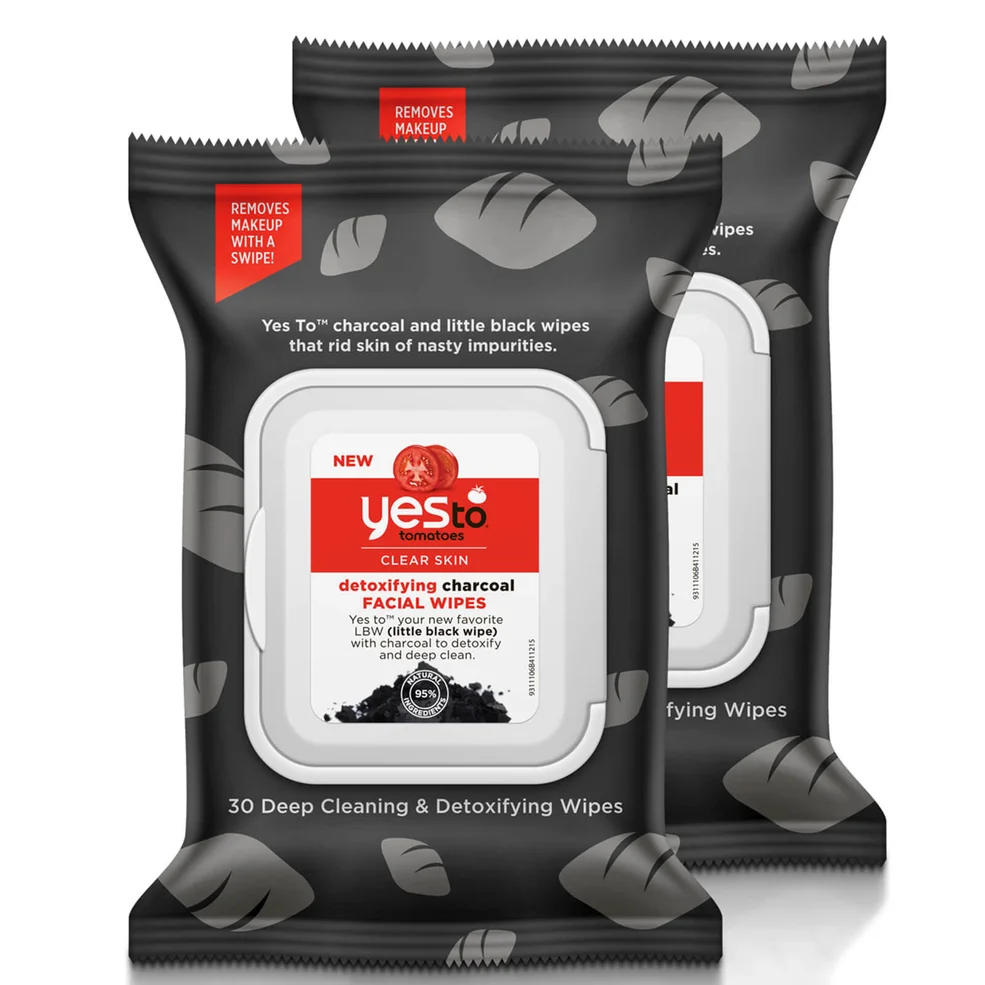 yes to Tomatoes Clear Skin Detoxifying Charcoal Facial Wipes (Pack of 2) Image 1