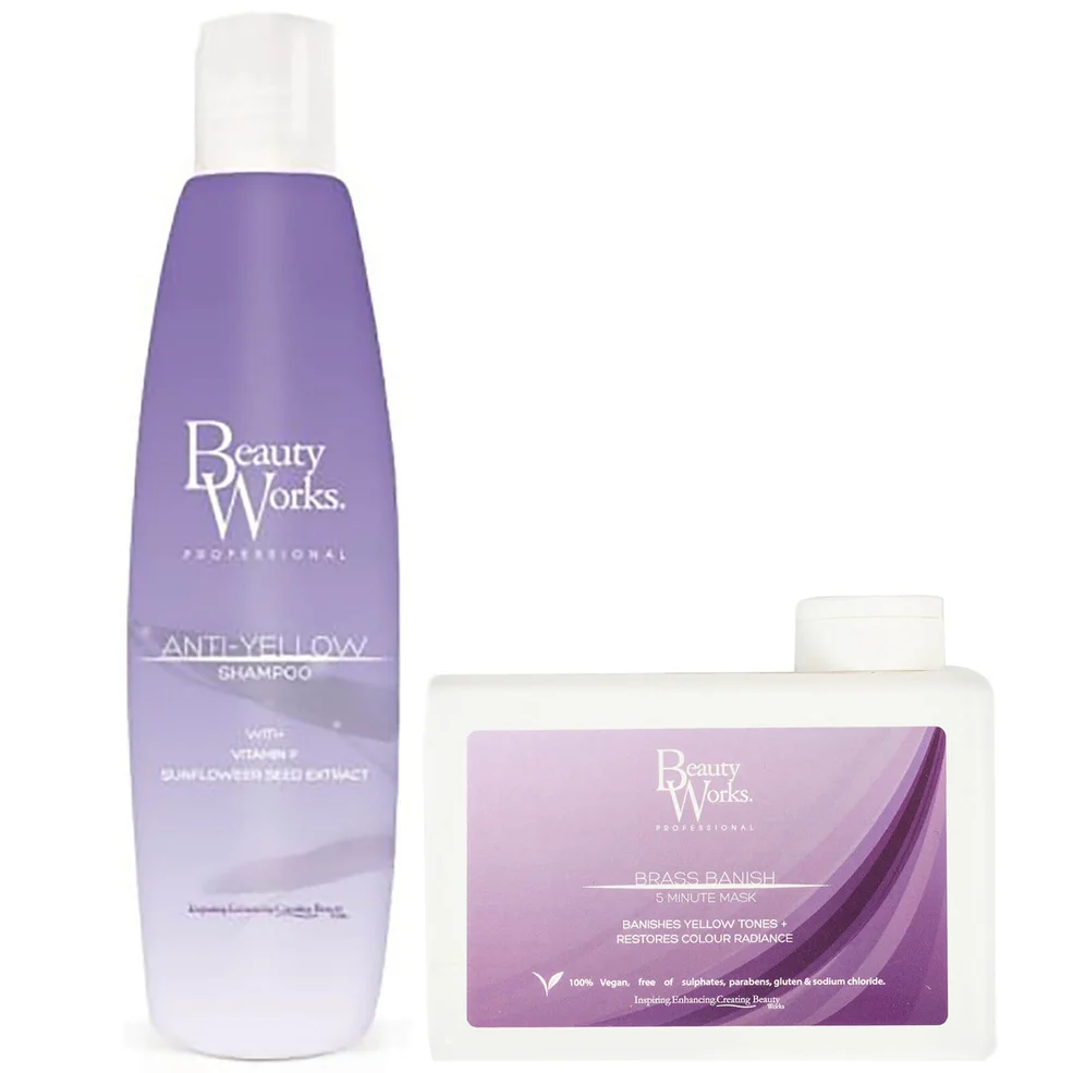 Beauty Works Anti Yellow Shampoo and Brass Banish Mask Duo Image 1