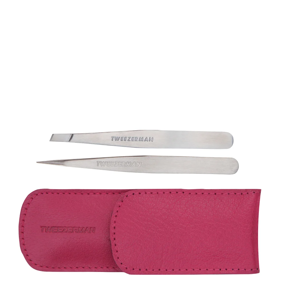 Tweezerman Petite Tweeze Set In Leather Case - Pink Image 1