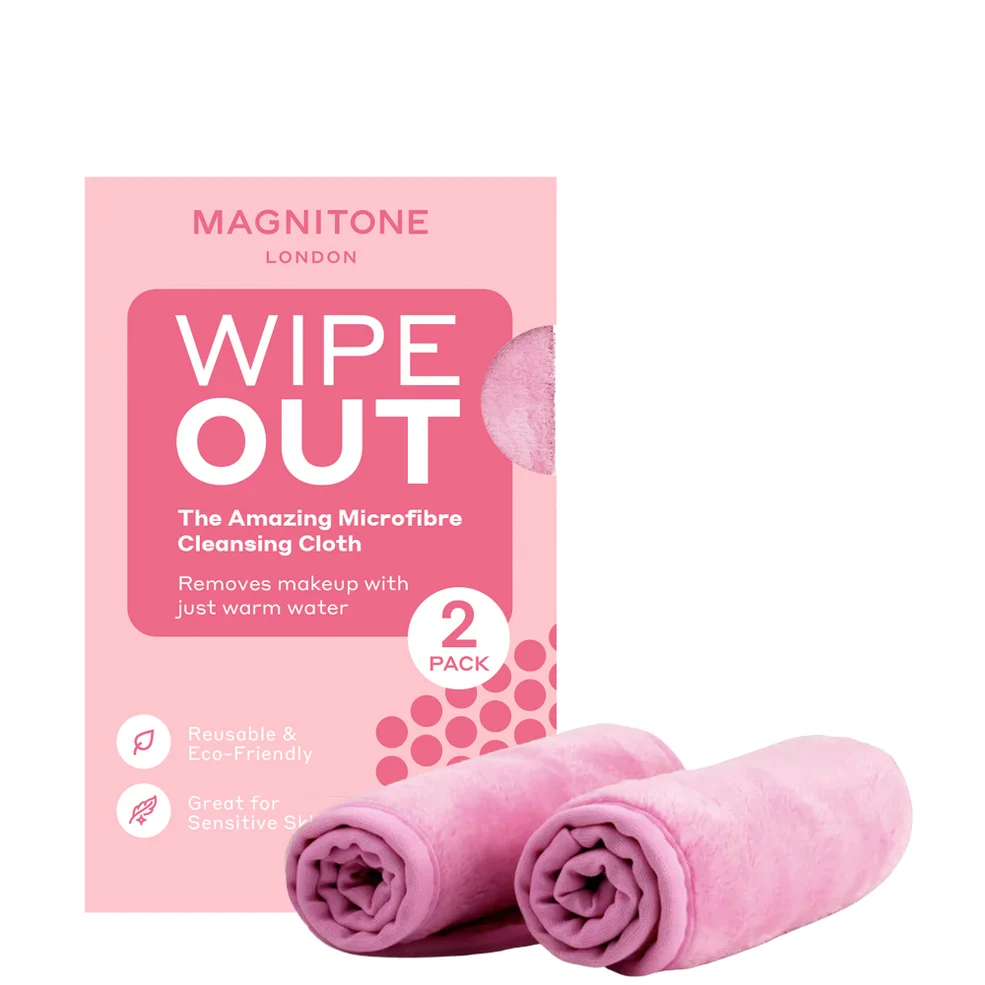 MAGNITONE WipeOut Microfibre Cleansing Cloths Pink – 2 Pack Image 1
