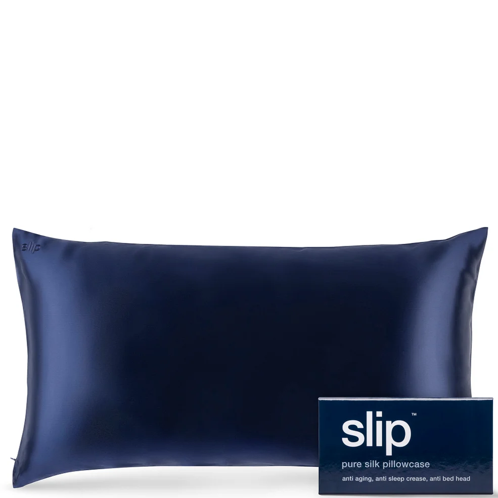 Slip Silk Pillowcase King Navy LOOKFANTASTIC