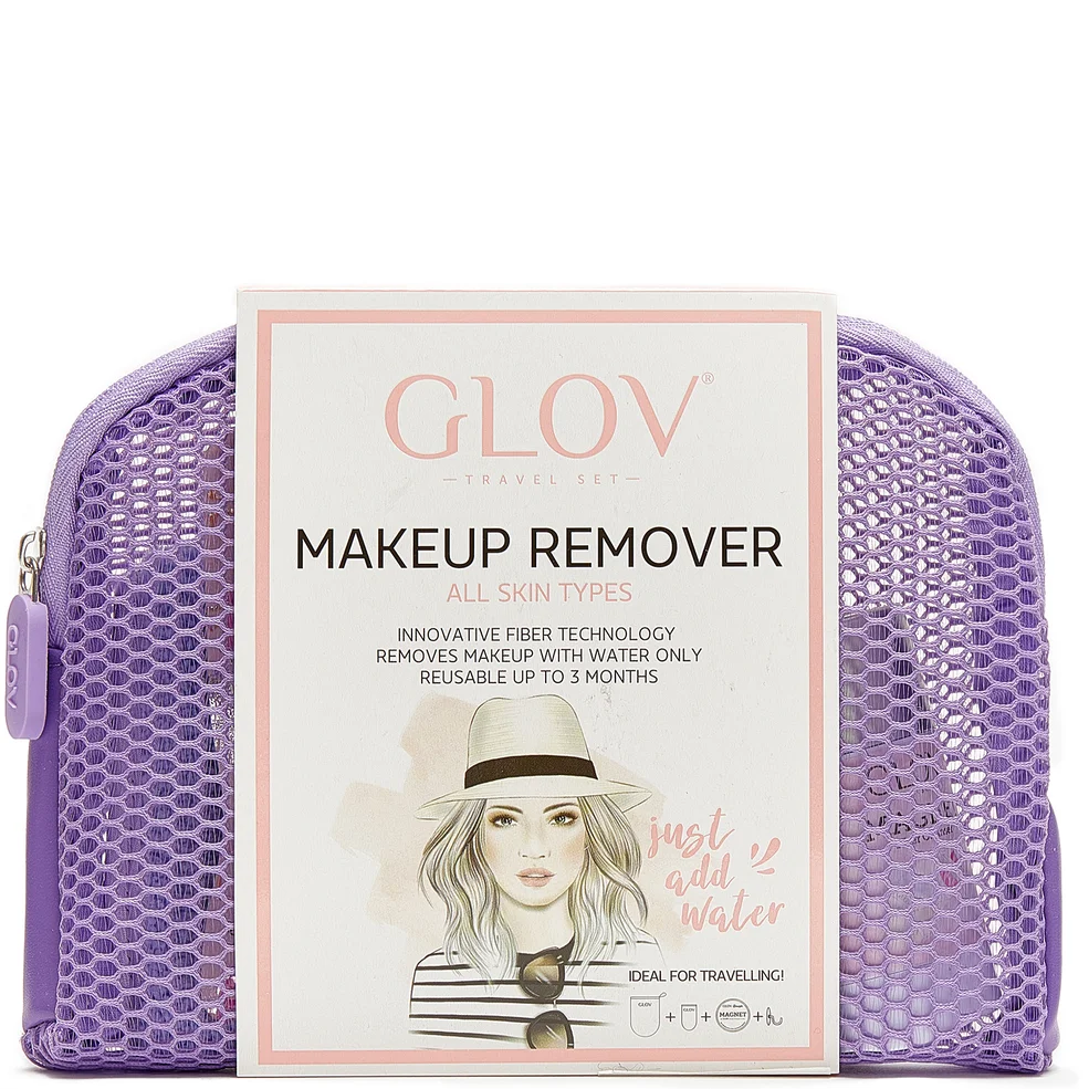 GLOV® Purple Travel Water-Only Makeup Removing Mitt for Oily Skin with Fiber Soap Set Image 1