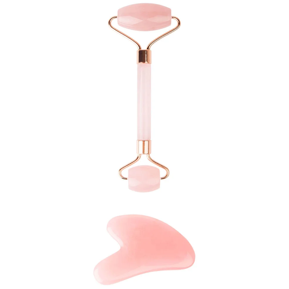 brushworks HD Rose Quartz Resin Roller & Gua Sha Image 1