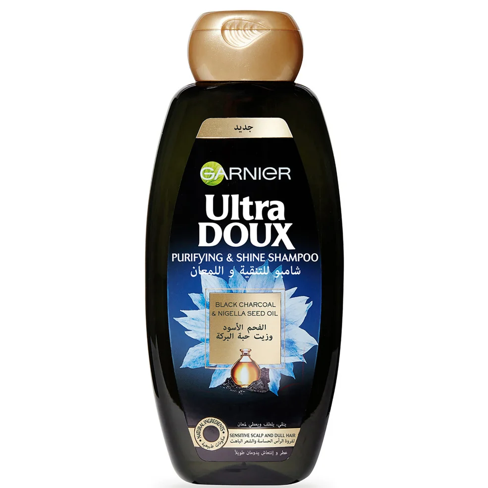 Garnier Ultra Doux Black Charcoal and Nigella Seed Oil Purifying and Shine Shampoo 200ml Image 1