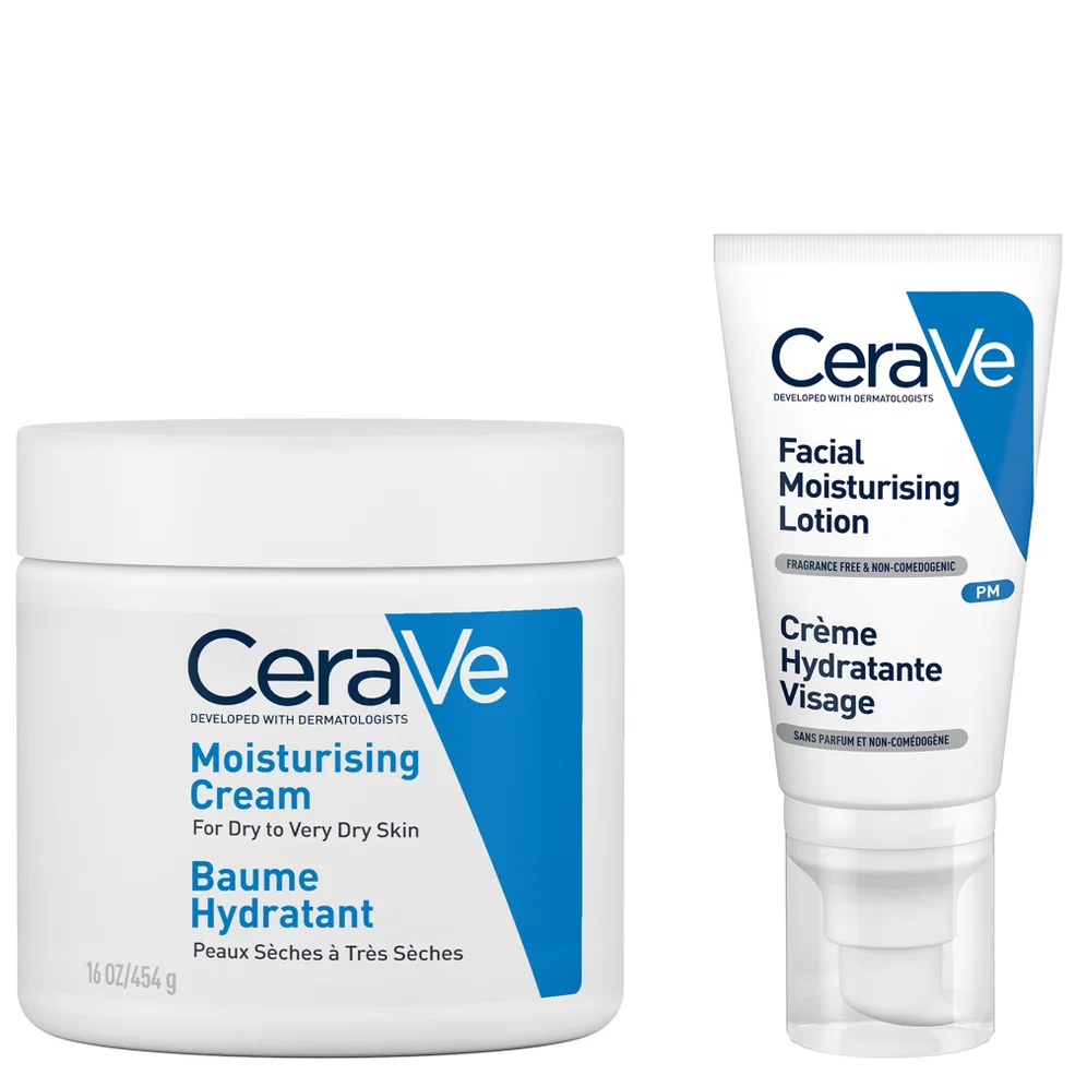 CeraVe Evening Moisturising Routine for Dry Skin, Face and Body Moisturiser with Hyaluronic Acid Image 1