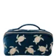 Elizabeth Scarlett Turtle Conservation Marine Navy Velvet Open Flat Makeup Bag