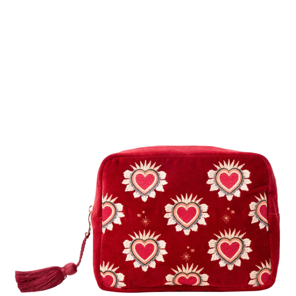 Elizabeth Scarlett Sacred Hearts Rouge Velvet Wash Bag Image 1