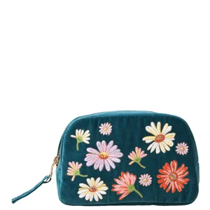 Elizabeth Scarlett Wildflower Velvet Makeup Bag - Rich Blue - undefined undefined