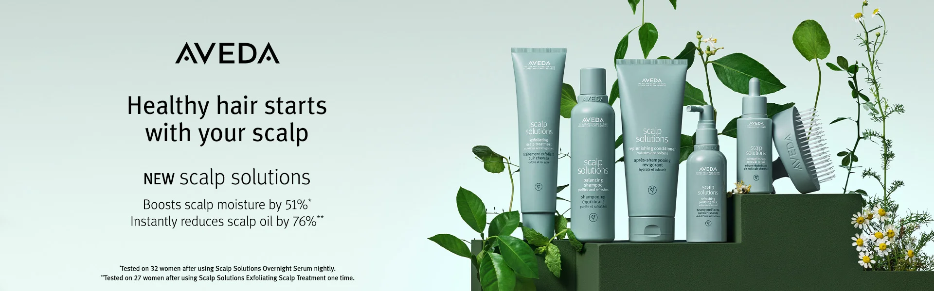 Aveda Healthy Hair starts with scalp banner